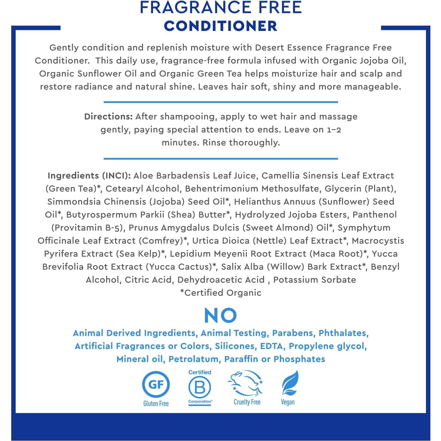 Acondicionador Sin Fragancia Desert Essence 236 ml - Suave y Natural