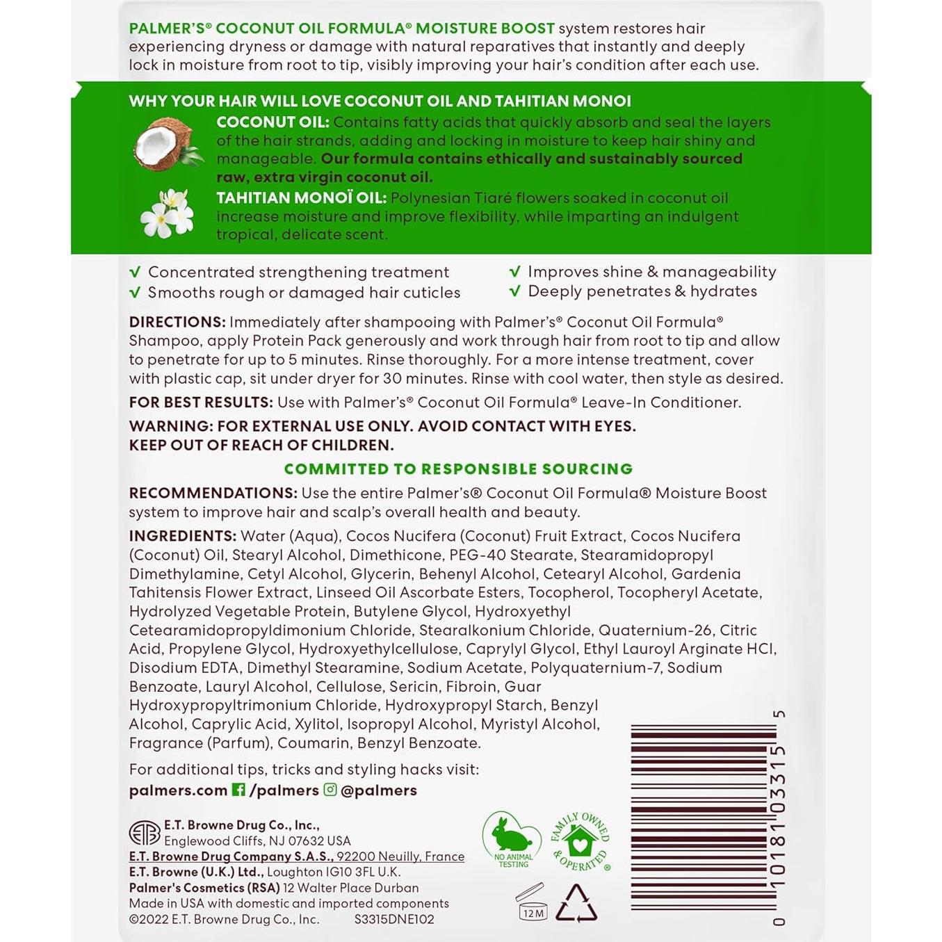 Paquete de Proteína Palmer's Moisture Boost 12x59.4g Tratamiento Cabello