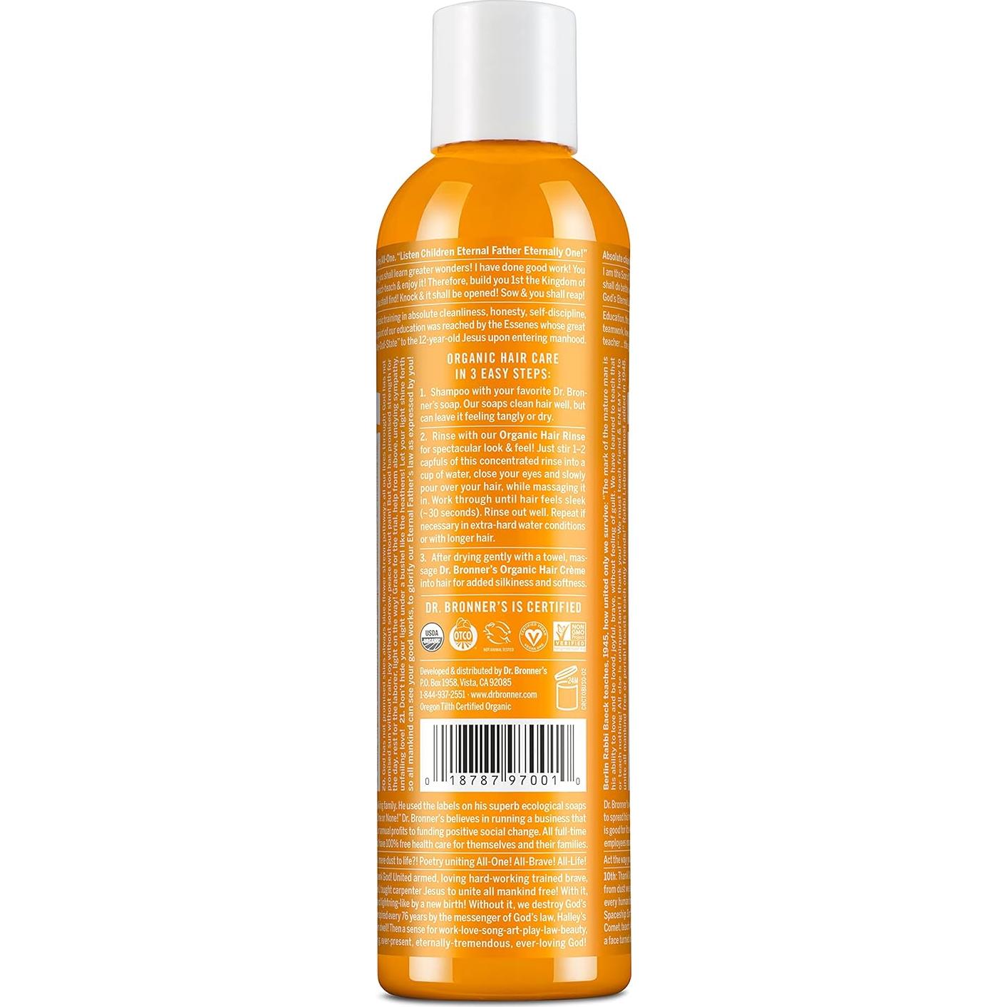 Enjuague Capilar Orgánico Dr. Bronner's 227 ml - Sin Sintéticos