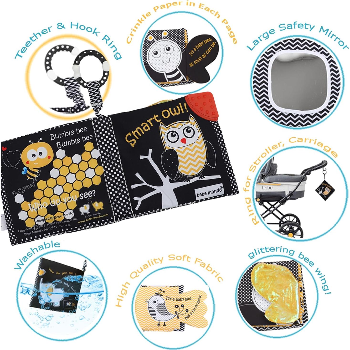 2PCS Libro de Tela para Bebés Bebemondo - Juguete de Granja