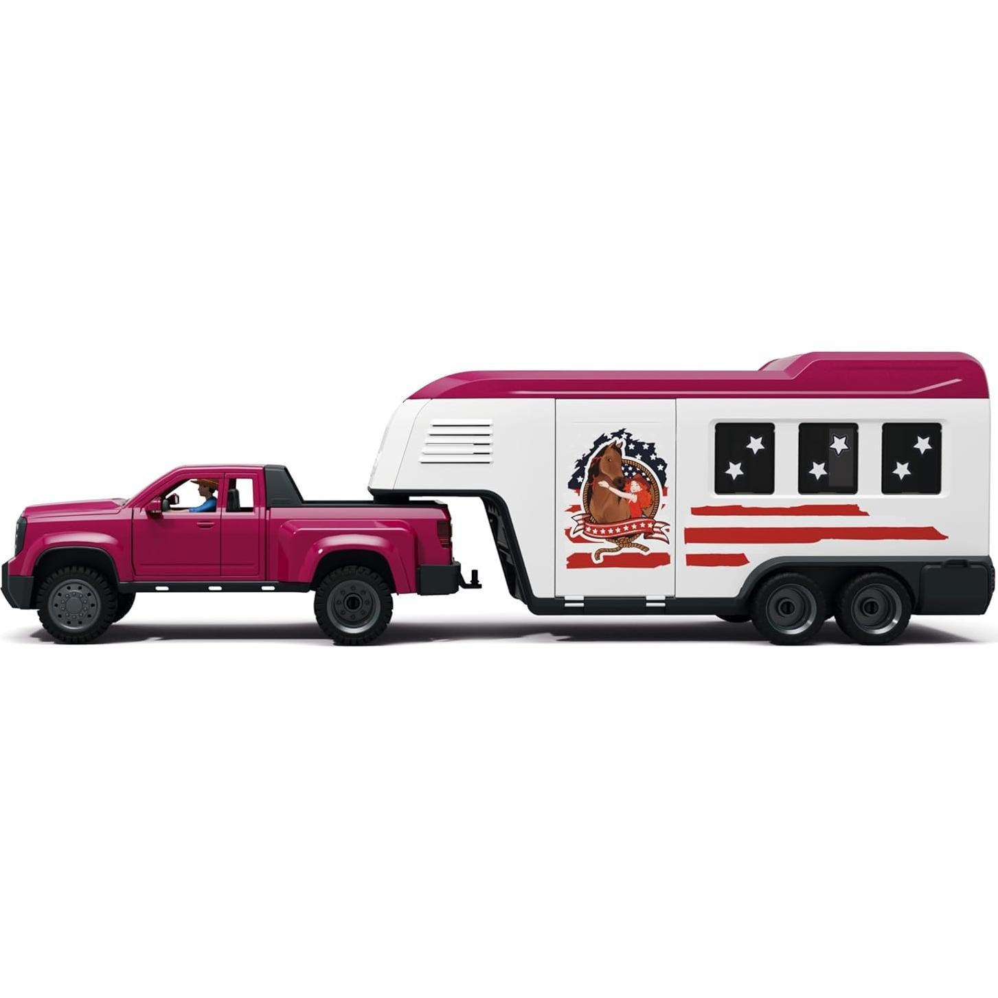 Juego de Transporte de Caballos Schleich 119 Piezas - Camión y Remolque con 2 Jinetes y Accesorios