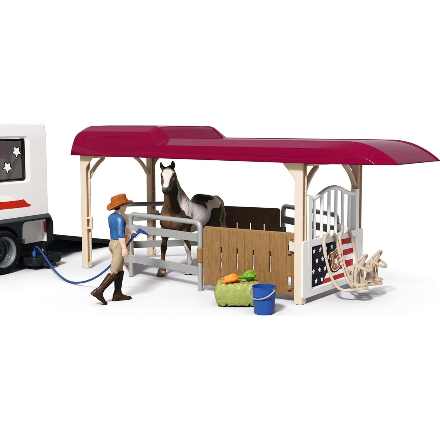 Juego de Transporte de Caballos Schleich 119 Piezas - Camión y Remolque con 2 Jinetes y Accesorios