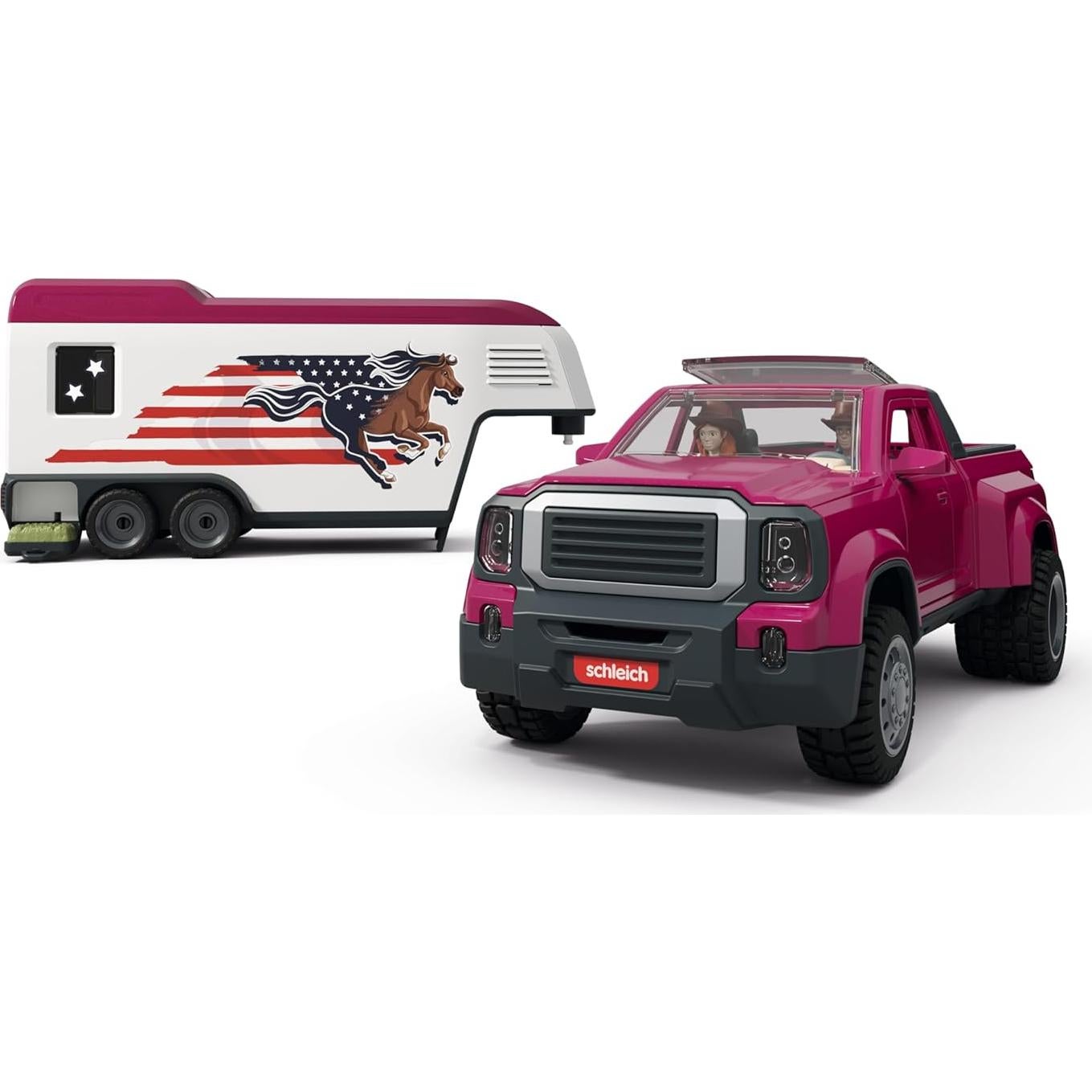 Juego de Transporte de Caballos Schleich 119 Piezas - Camión y Remolque con 2 Jinetes y Accesorios