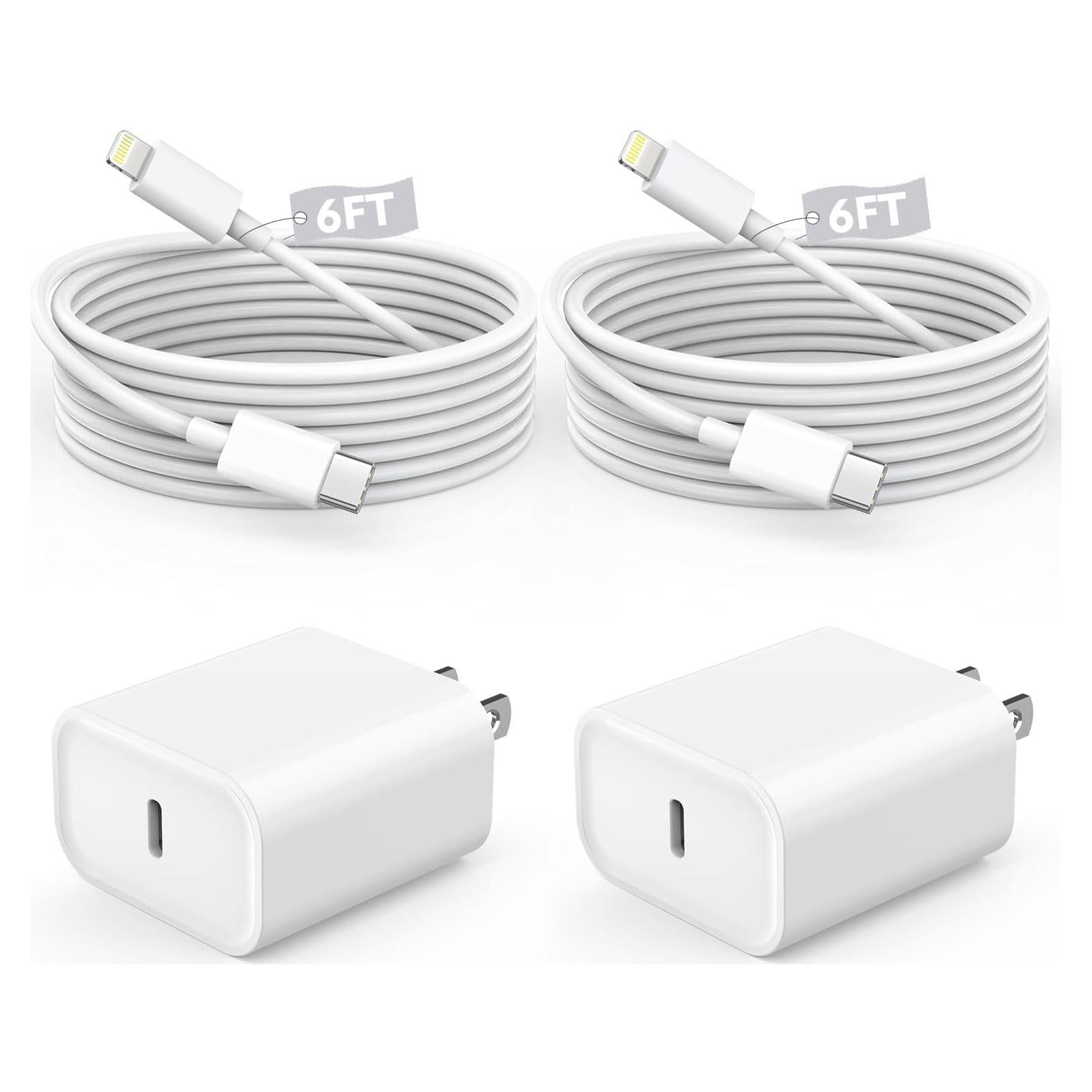 Cargador Rápido DelTucci USB C a Lightning 6FT 2 Pack