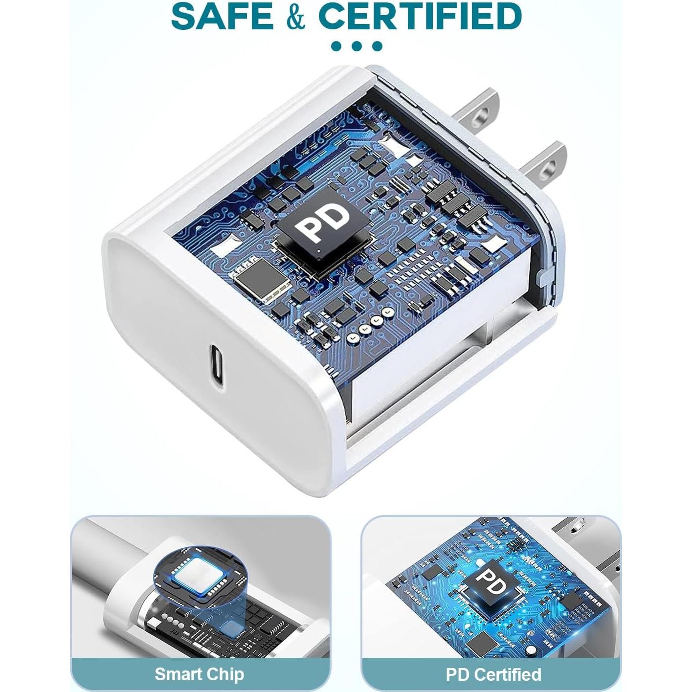 Cargador Rápido DelTucci USB C a Lightning 6FT 2 Pack