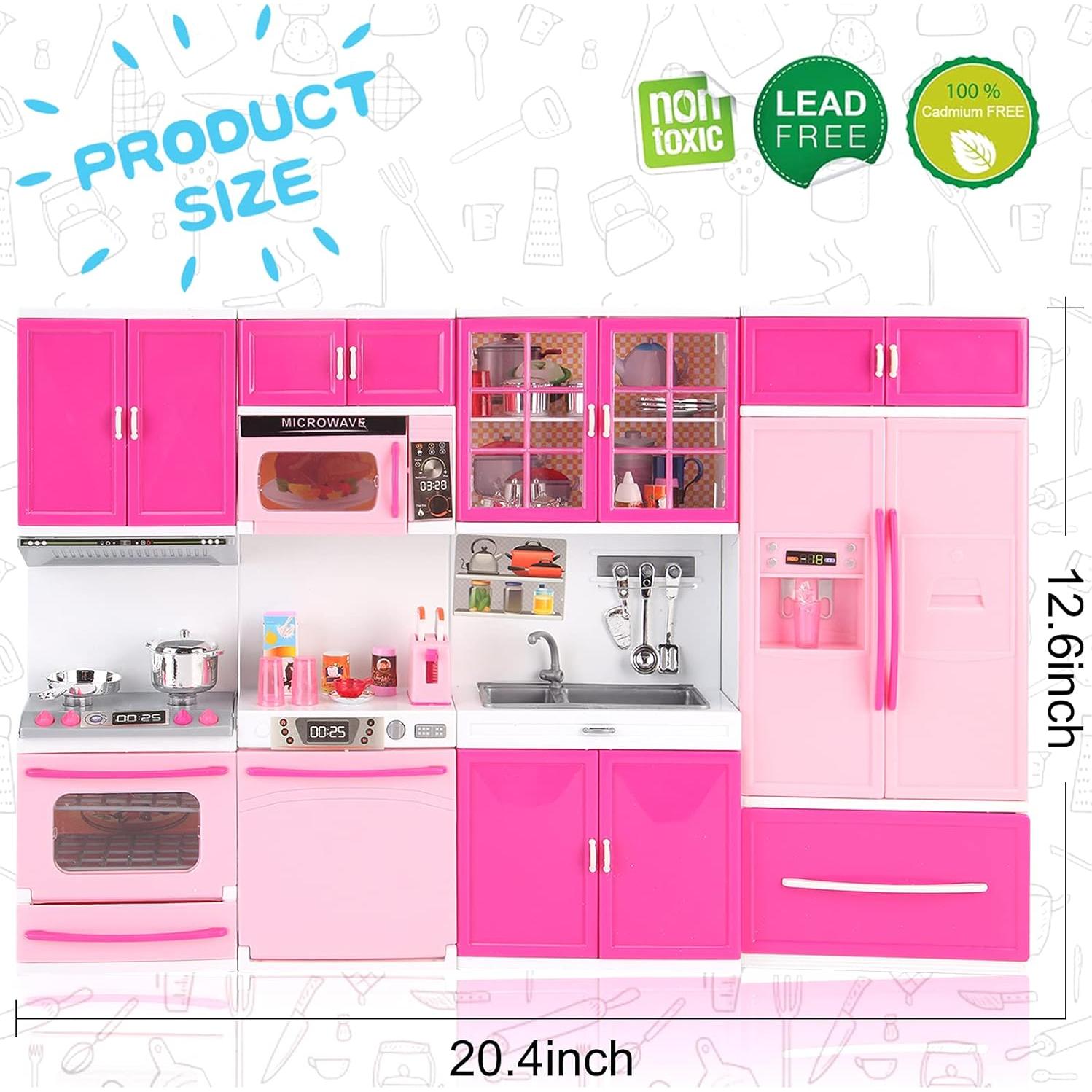 Juego de Cocina Mini Rosa Liberty Imports 4-en-1 con Muñeca