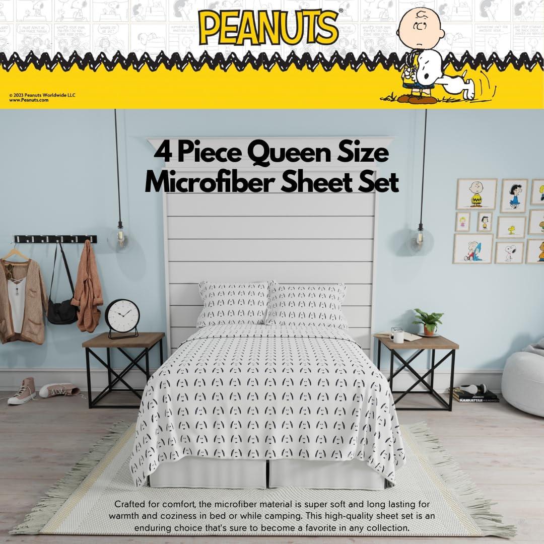 Juego de Sábanas Peanuts Franco Snoopy Microfibra Queen