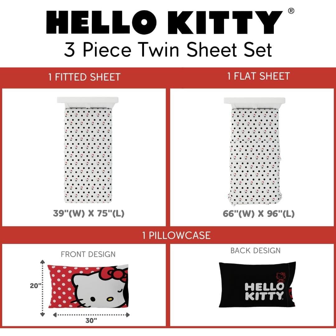 Juego de Sábanas Hello Kitty Franco 3 Piezas Individual