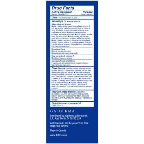 Limpiador Facial Differin 118.3 ml con 5% Peróxido de Benzoilo