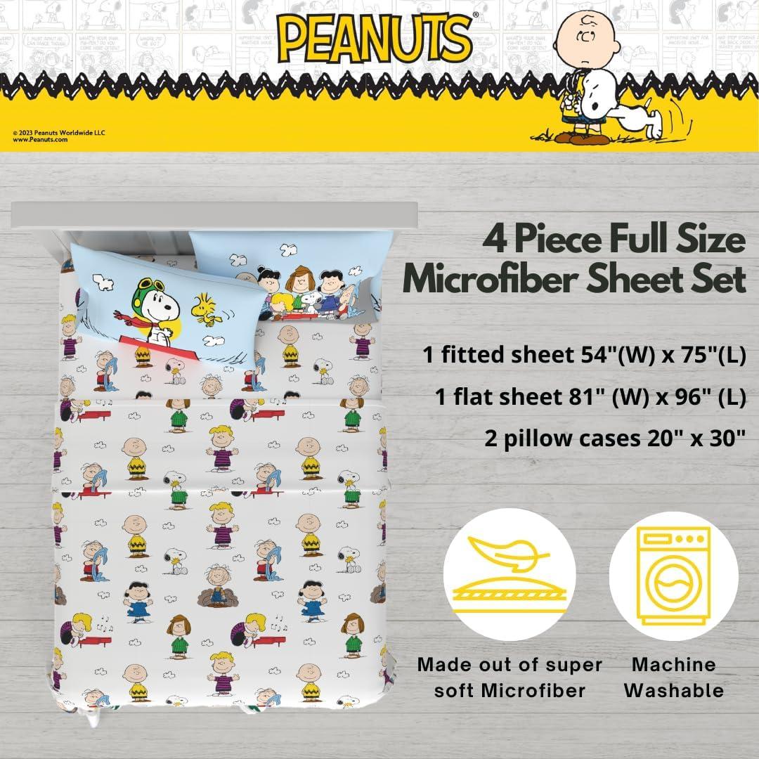 Juego de Sábanas Peanuts Franco 4 Piezas Microfibra Completo