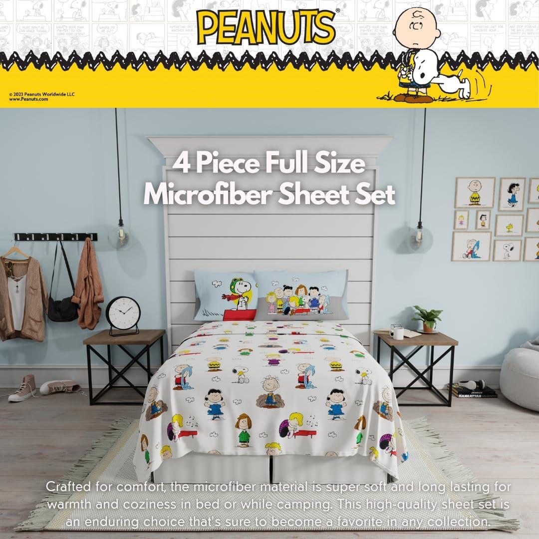Juego de Sábanas Peanuts Franco 4 Piezas Microfibra Completo