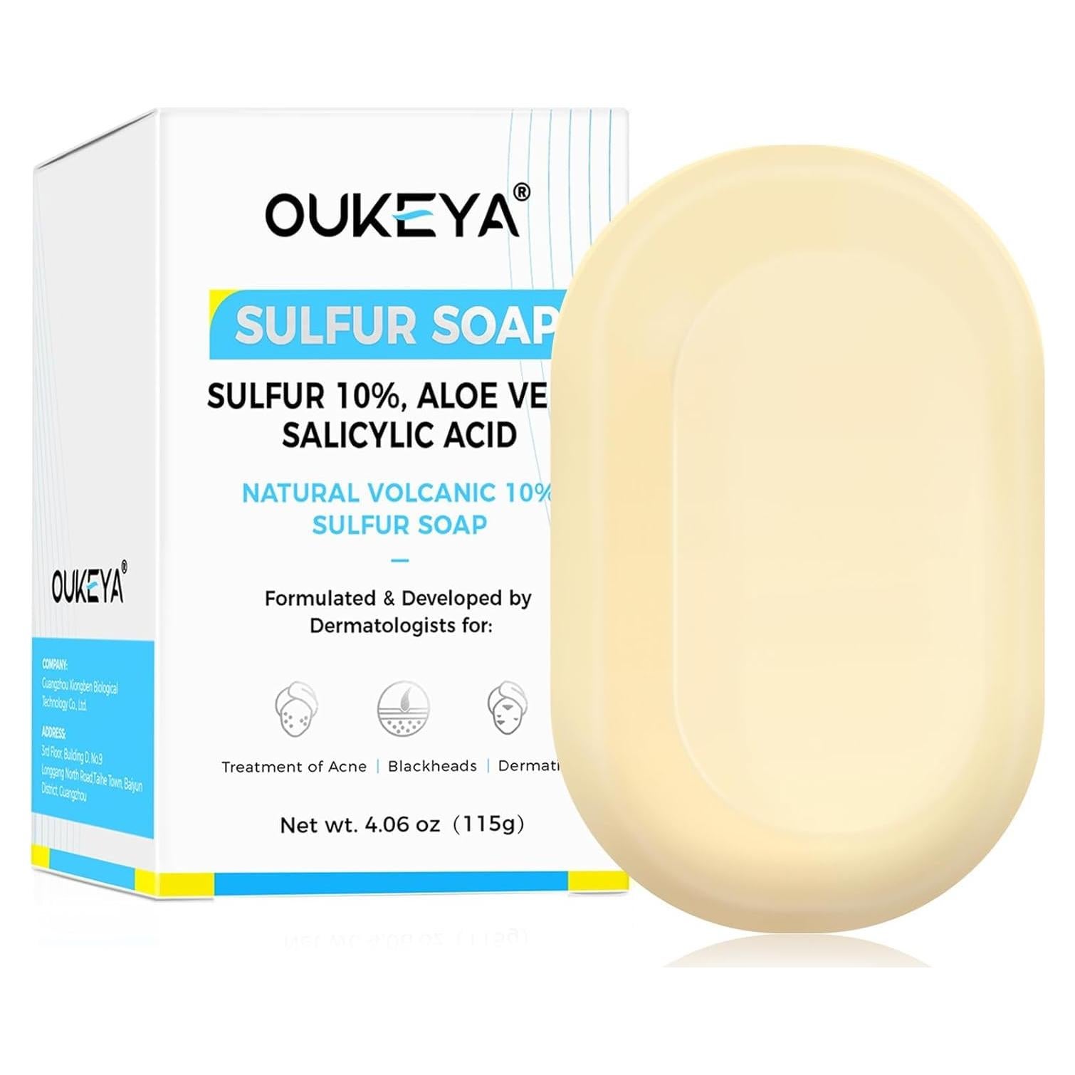 Jabón de Azufre OUKEYA 114g - Tratamiento Acné 10% Azufre