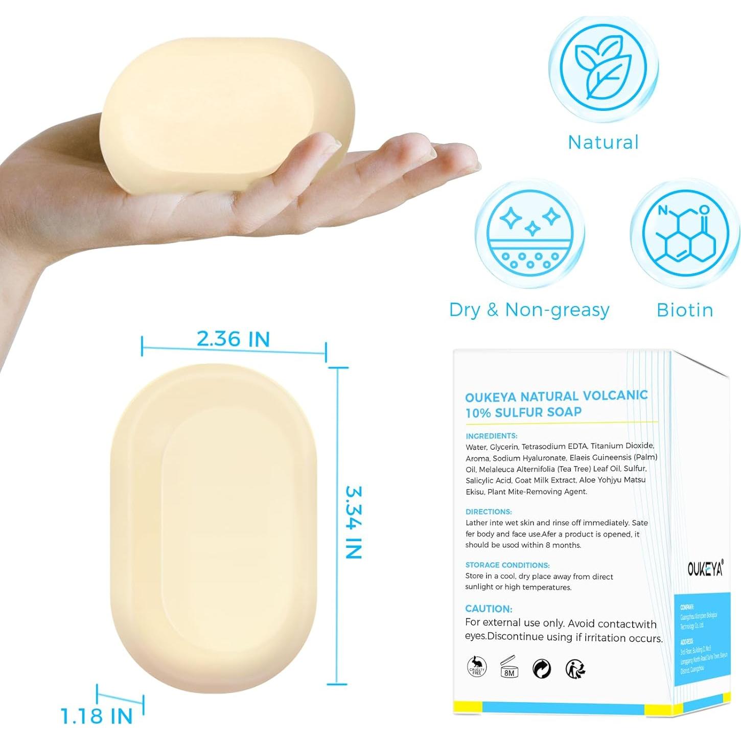 Jabón de Azufre OUKEYA 114g - Tratamiento Acné 10% Azufre