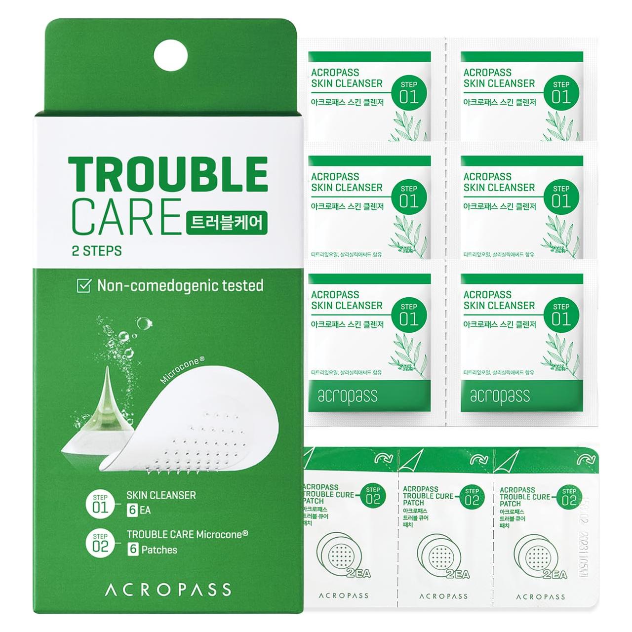 Parche Acné Acropass Trouble Care Microcone 6ct + 6 Limpiadores