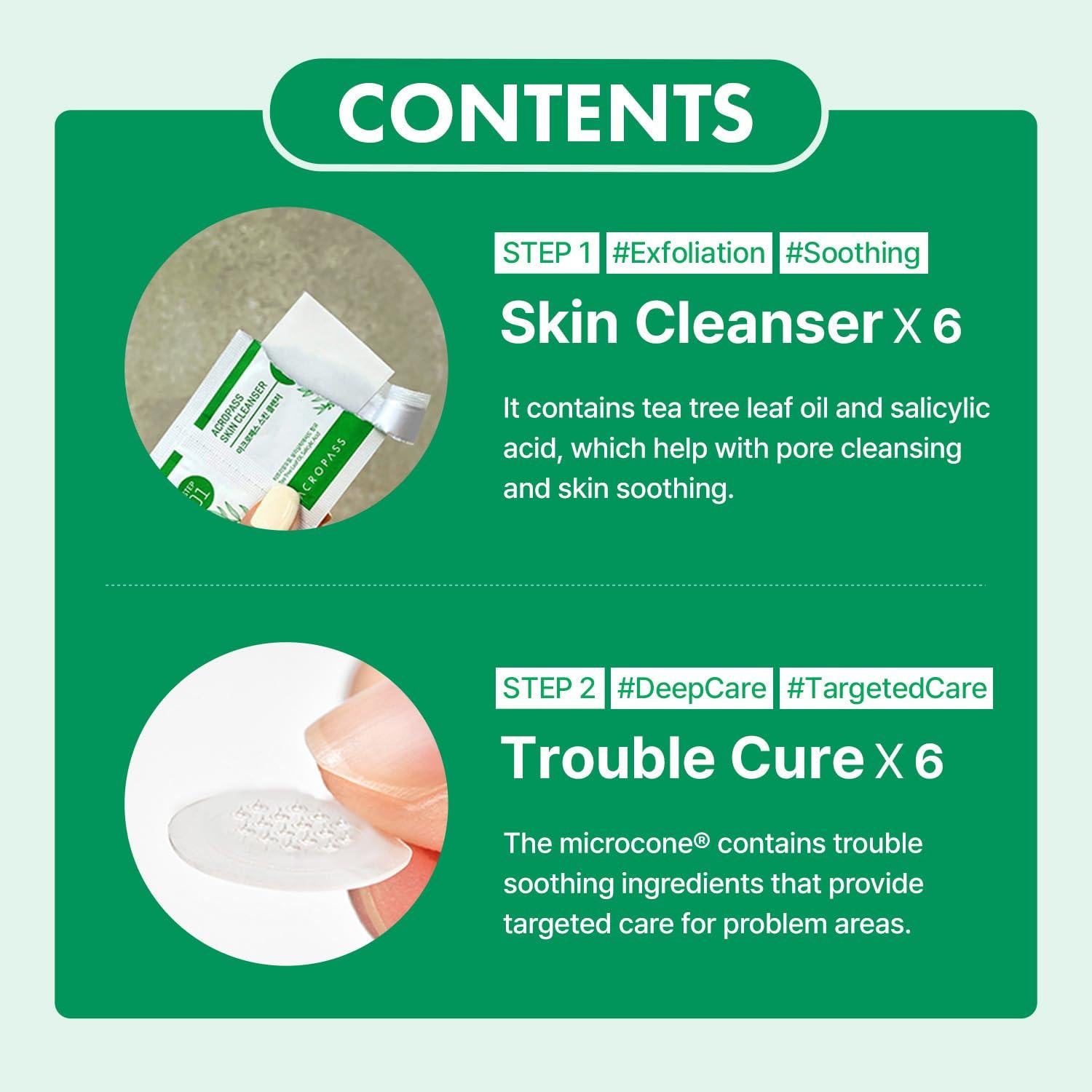 Parche Acné Acropass Trouble Care Microcone 6ct + 6 Limpiadores