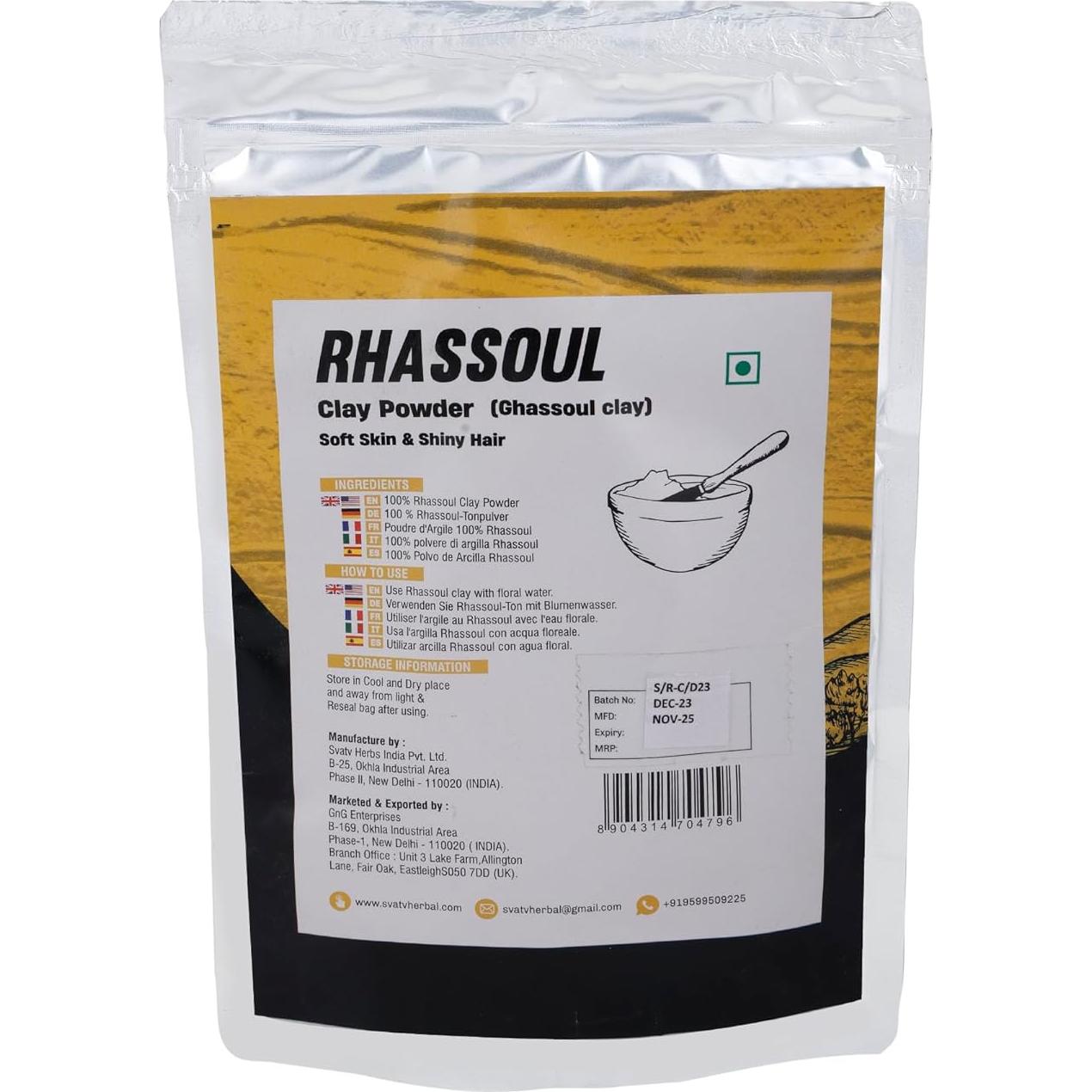 Polvo de Arcilla Rhassoul SVATV 227g | Exfoliante Facial y Capilar