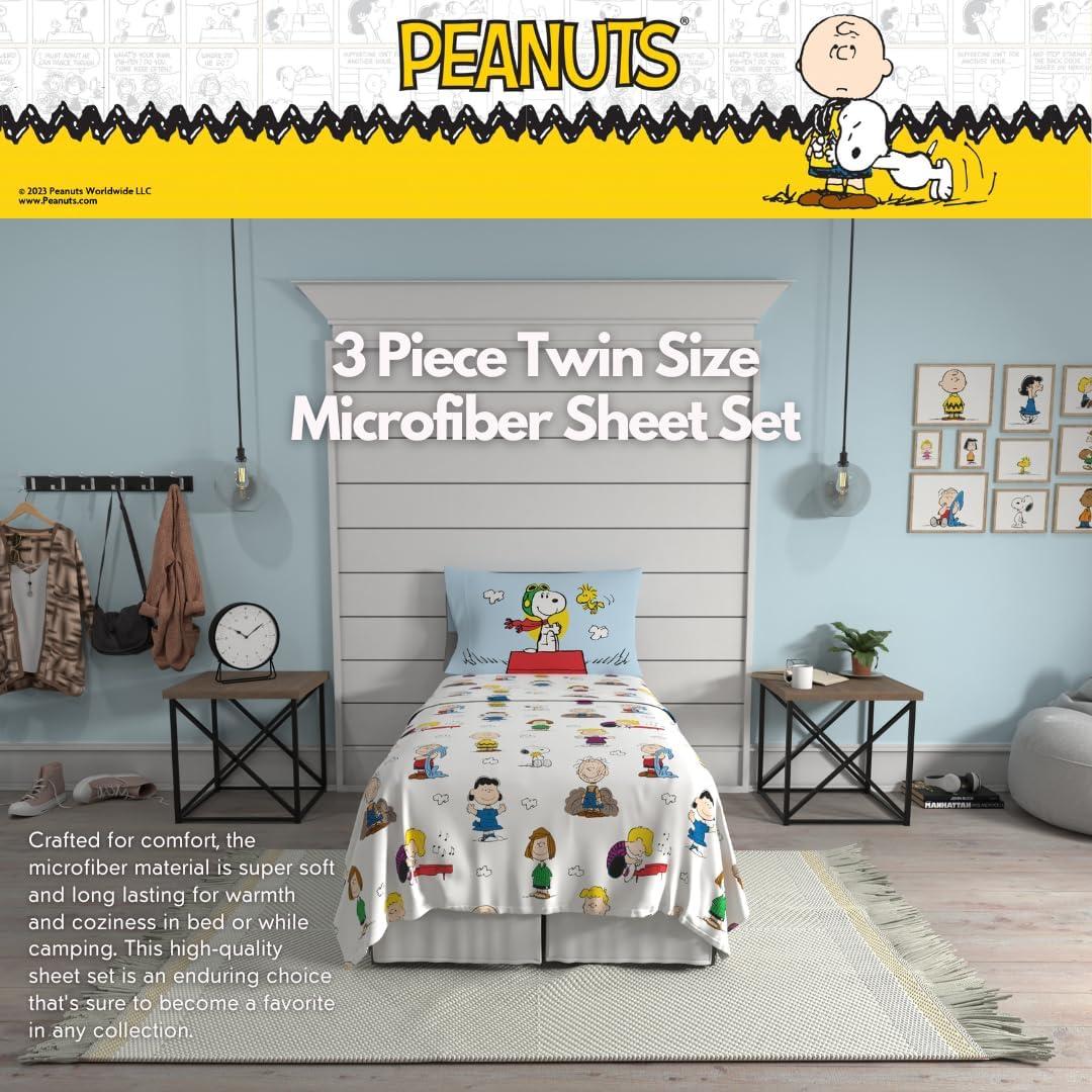 Juego de Sábanas Peanuts Snoopy 3 Piezas Microfibra Individual