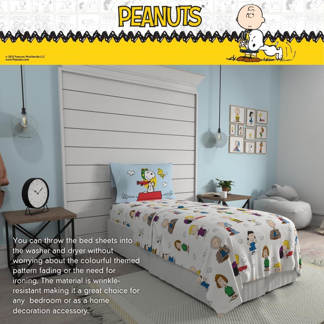 Juego de Sábanas Peanuts Snoopy 3 Piezas Microfibra Individual