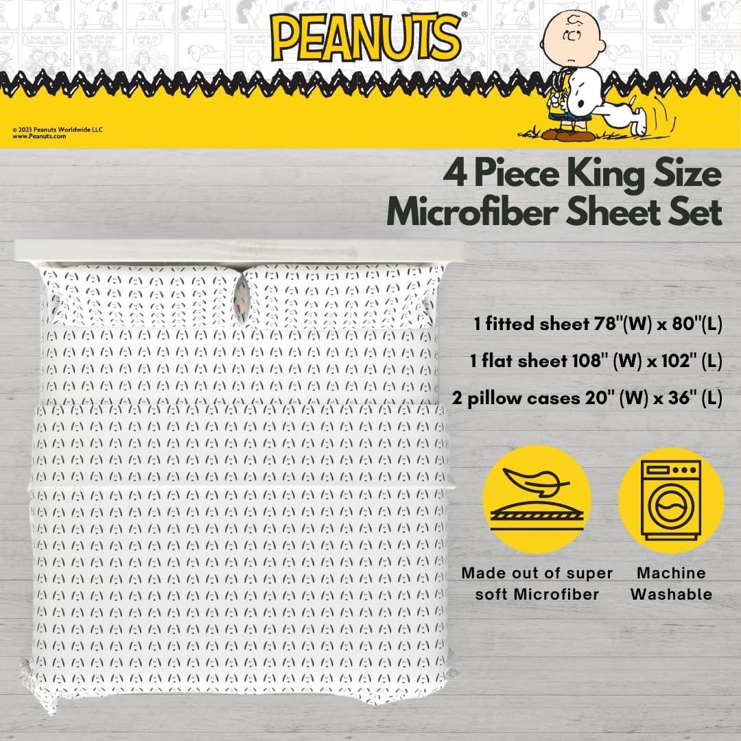 Juego de Sábanas King Franco Peanuts Snoopy Microfibra