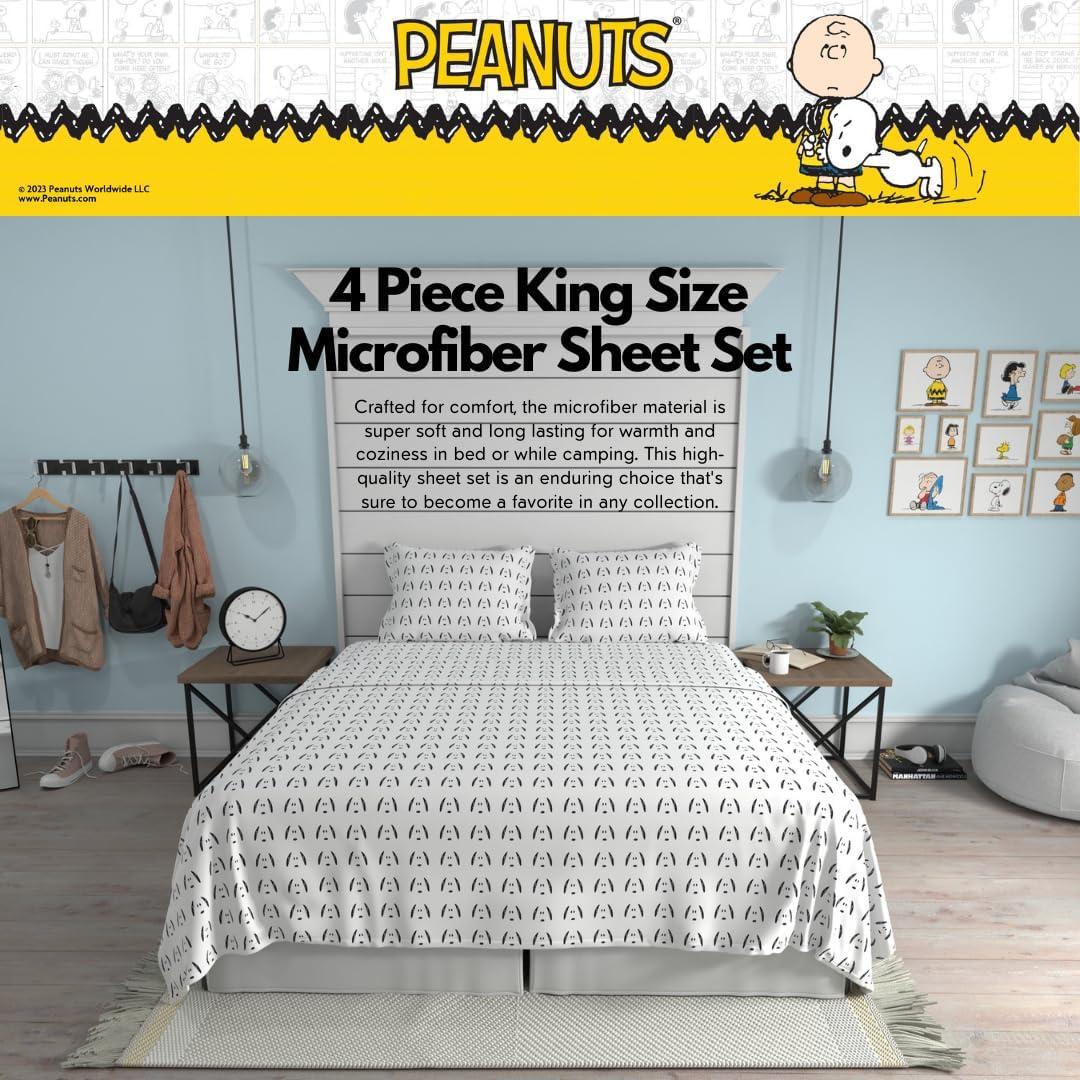Juego de Sábanas King Franco Peanuts Snoopy Microfibra