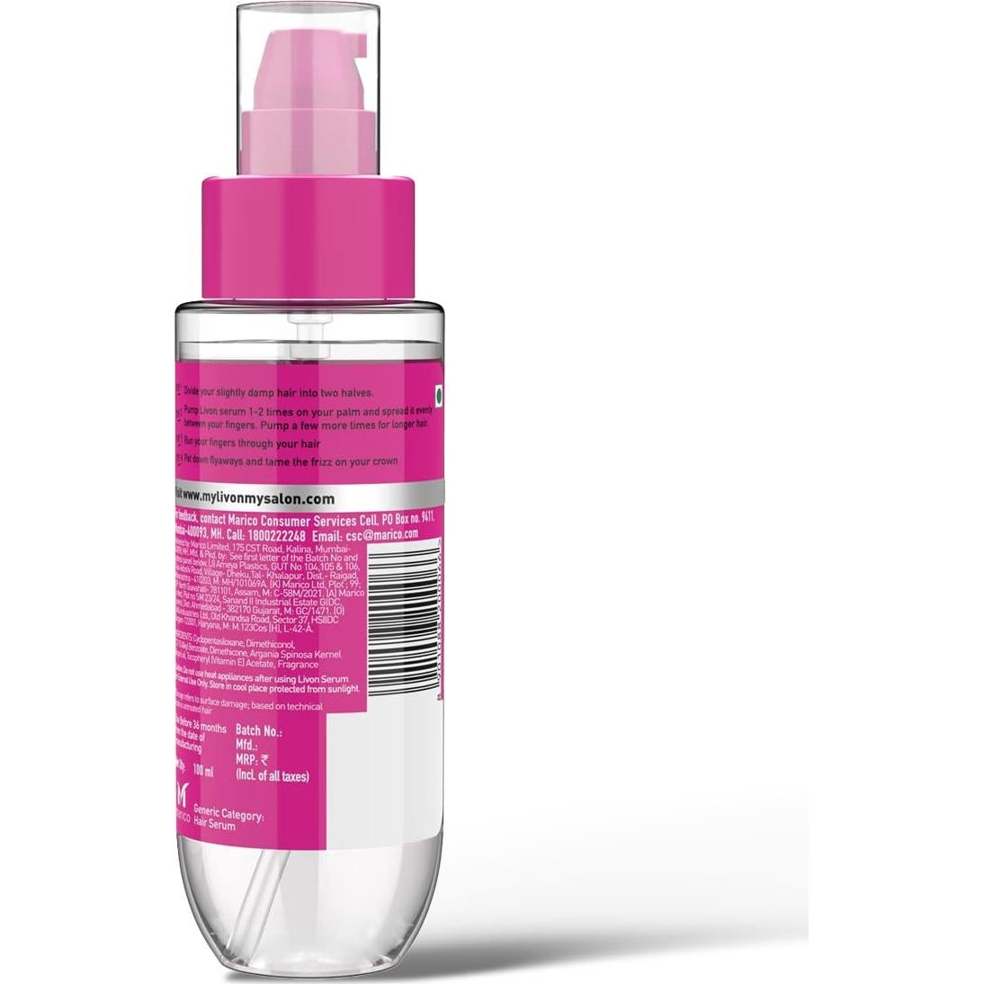 Suero para Cabello Livon 97.6 ml | Sin Frizz y Brillante | Aceite de Argán