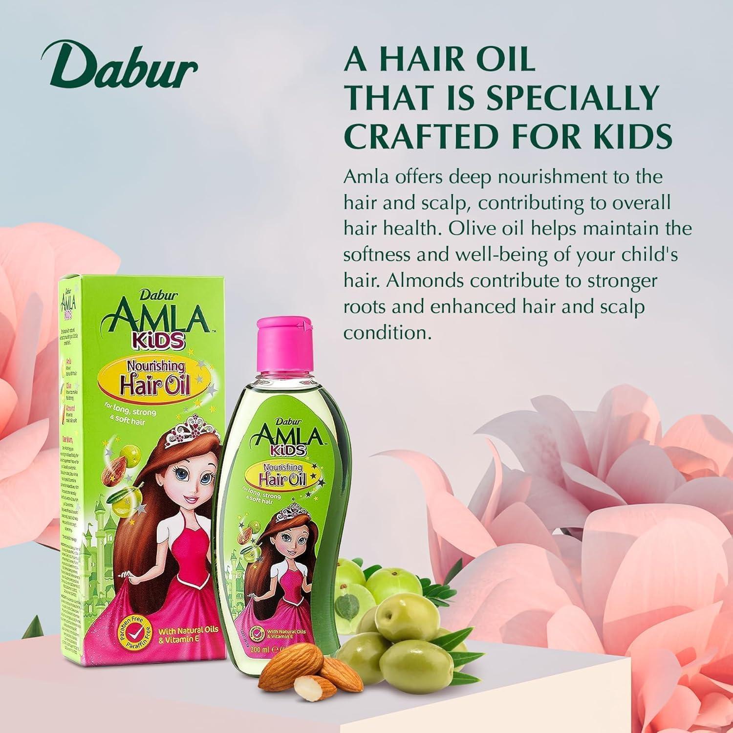 Aceite para el Cabello Dabur Amla Kids 200ml - Nutritivo y Suavizante