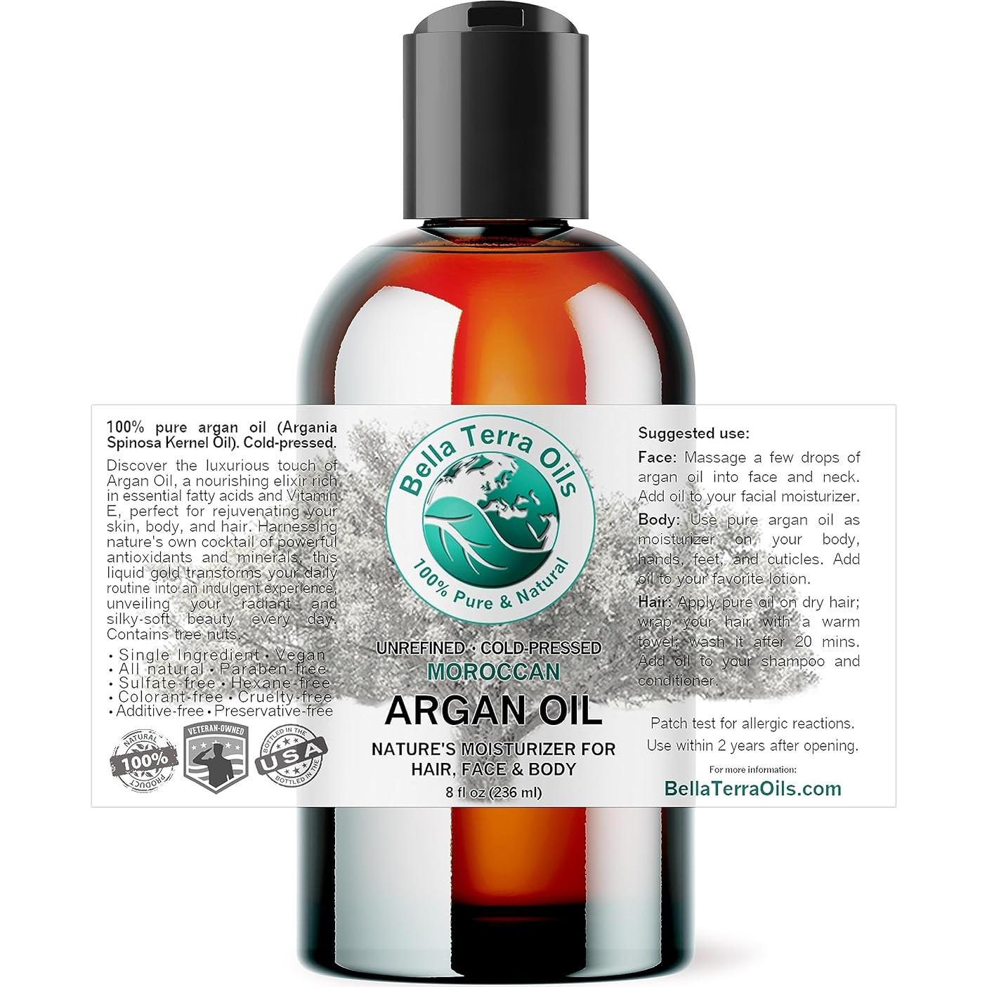 Aceite de Argán Puro Bella Terra 226.8 ml - Brillo y Nutrición
