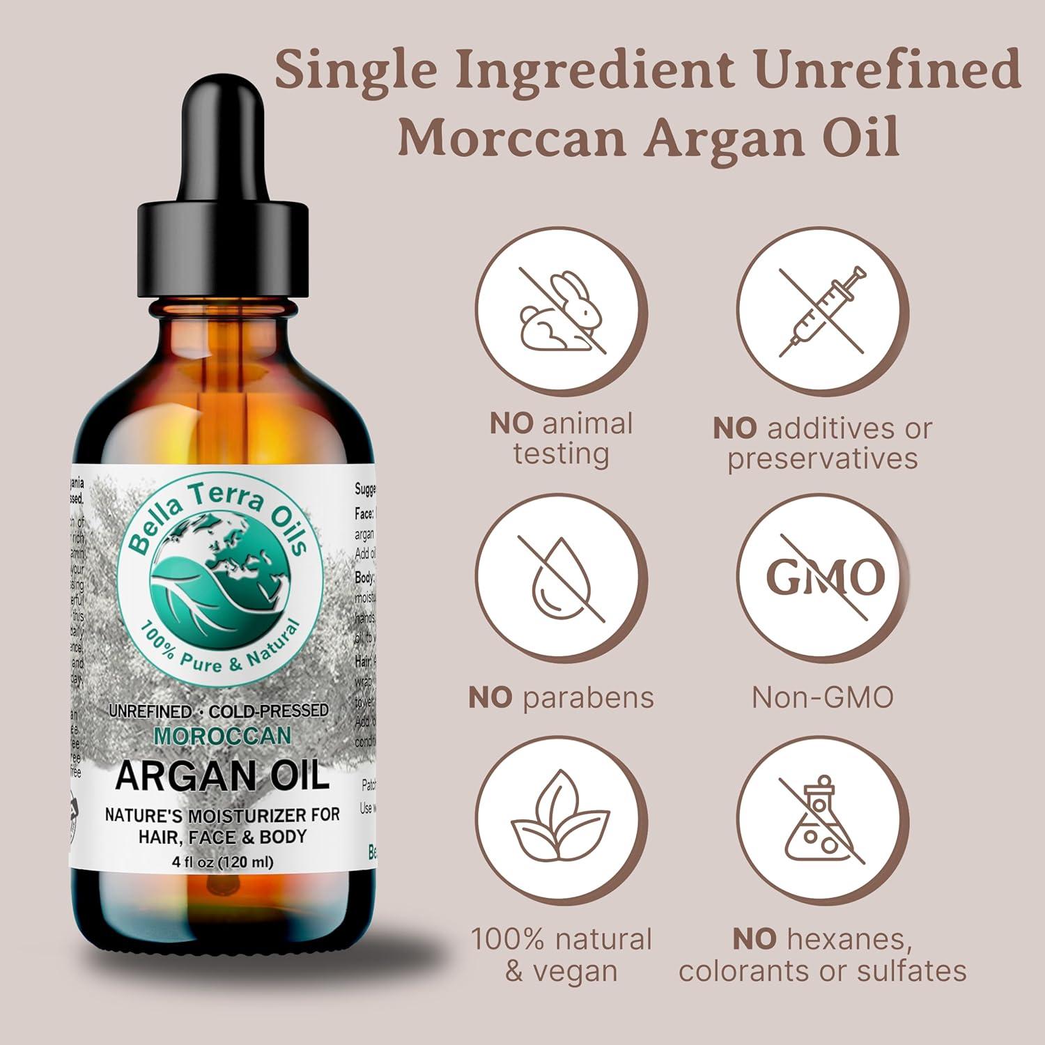 Aceite de Argán Puro Bella Terra 226.8 ml - Brillo y Nutrición