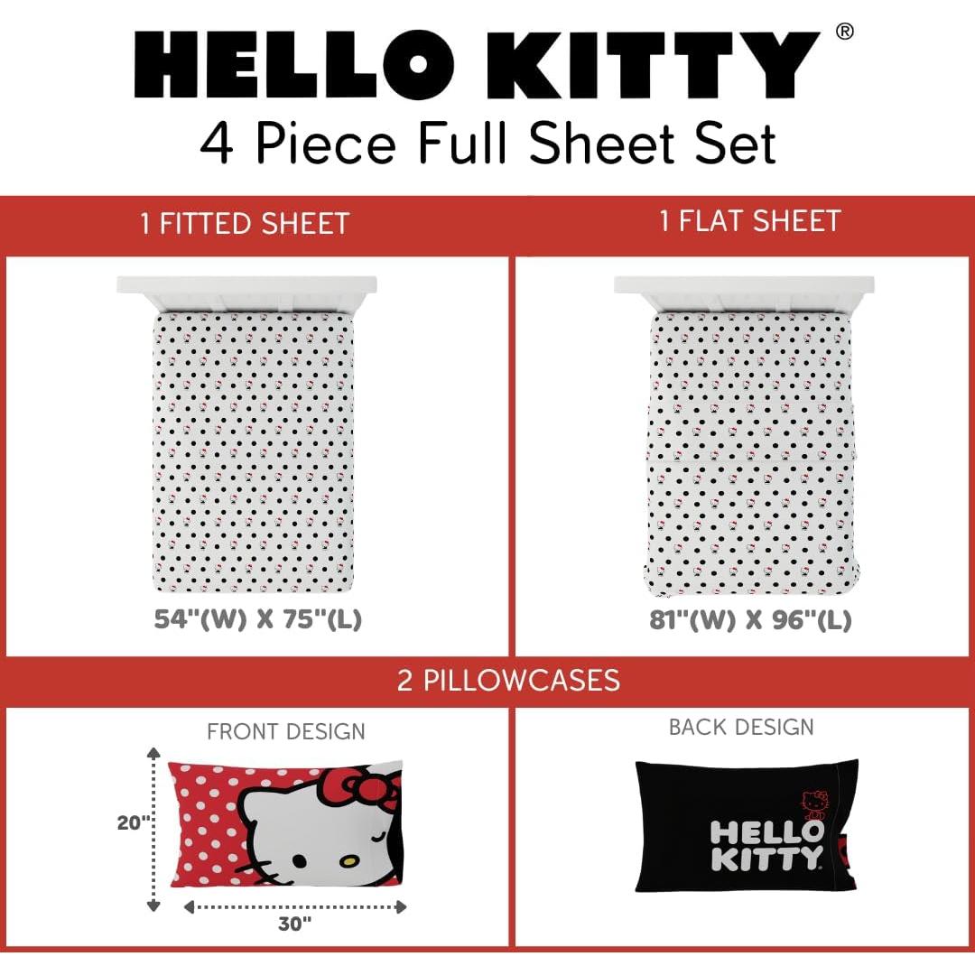 Juego de Sábanas Hello Kitty Franco 4 Piezas Microfibra