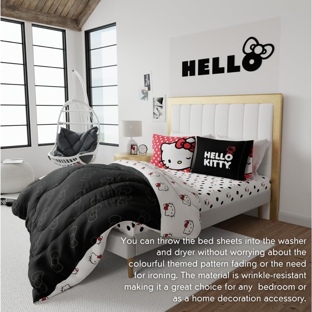 Juego de Sábanas Hello Kitty Franco 4 Piezas Microfibra