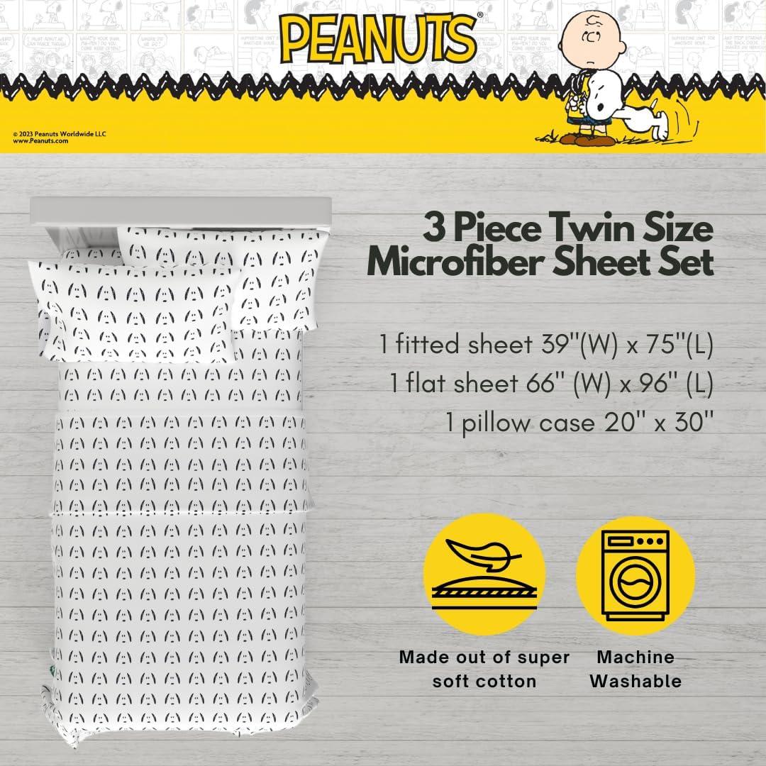 Juego de Sábanas Peanuts Snoopy 3 Piezas Microfibra Individual