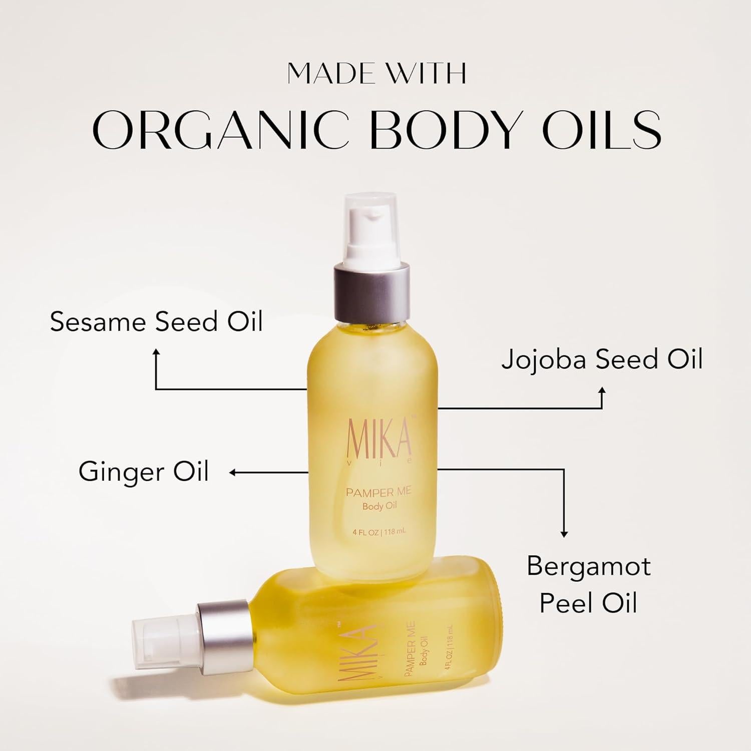 Aceite Corporal Orgánico Hidratante Mika Vie 265g - Vegano y Sin Parabenos