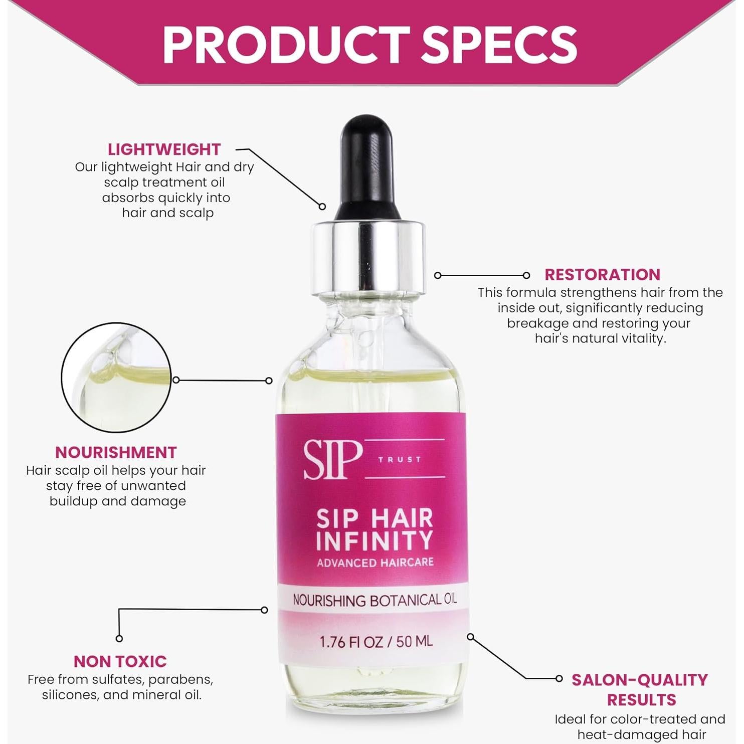 Aceite Capilar Botánico SIP TRUST 50ml - Crecimiento y Reparación