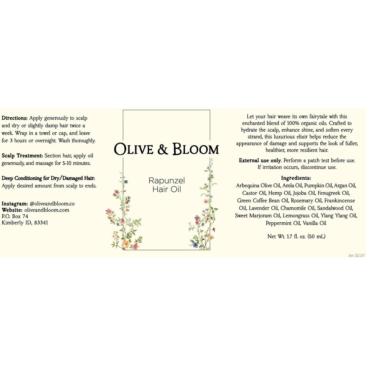 Aceite Orgánico para el Cabello Olive & Bloom 255g - Crecimiento y Protección