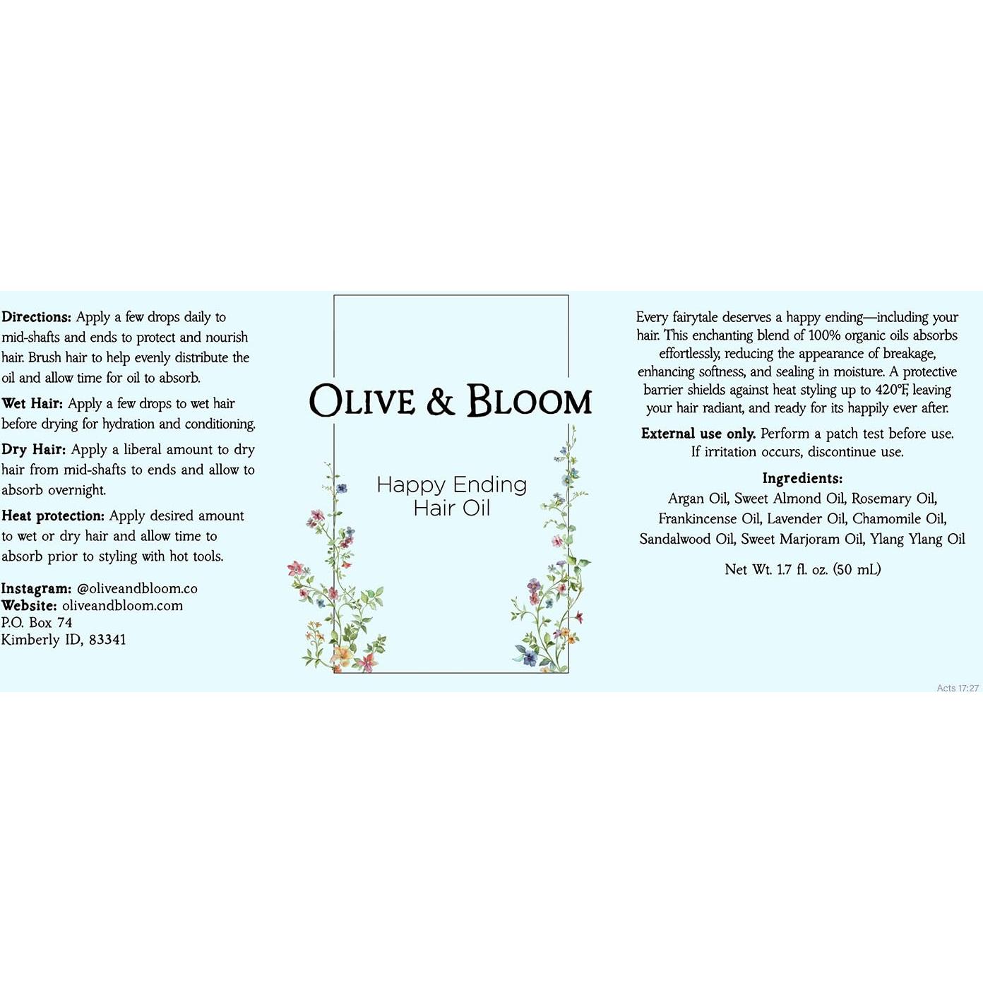 Aceite Orgánico para el Cabello Olive & Bloom 255g - Crecimiento y Protección