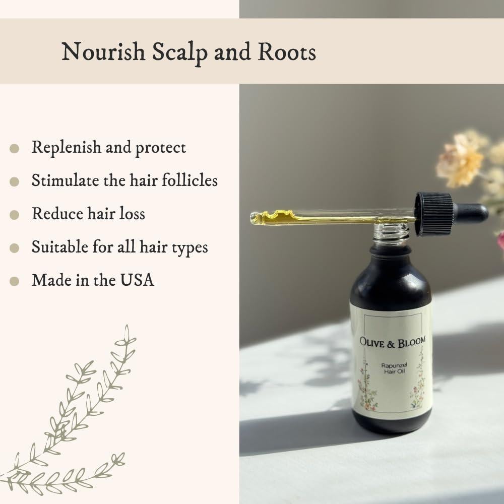 Aceite Orgánico para el Cabello Olive & Bloom 255g - Crecimiento y Protección