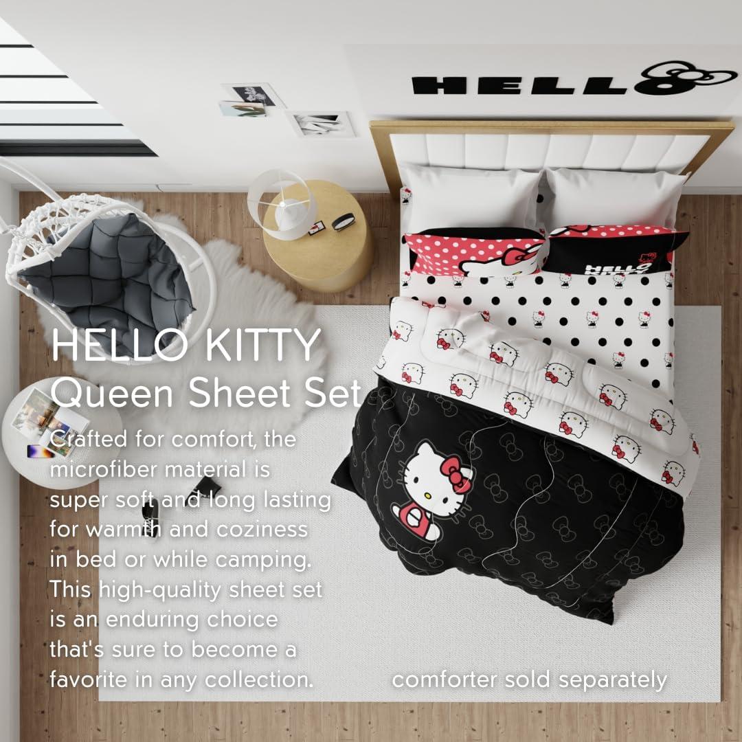 Juego de Sábanas Hello Kitty Franco 4 Piezas Microfibra Queen