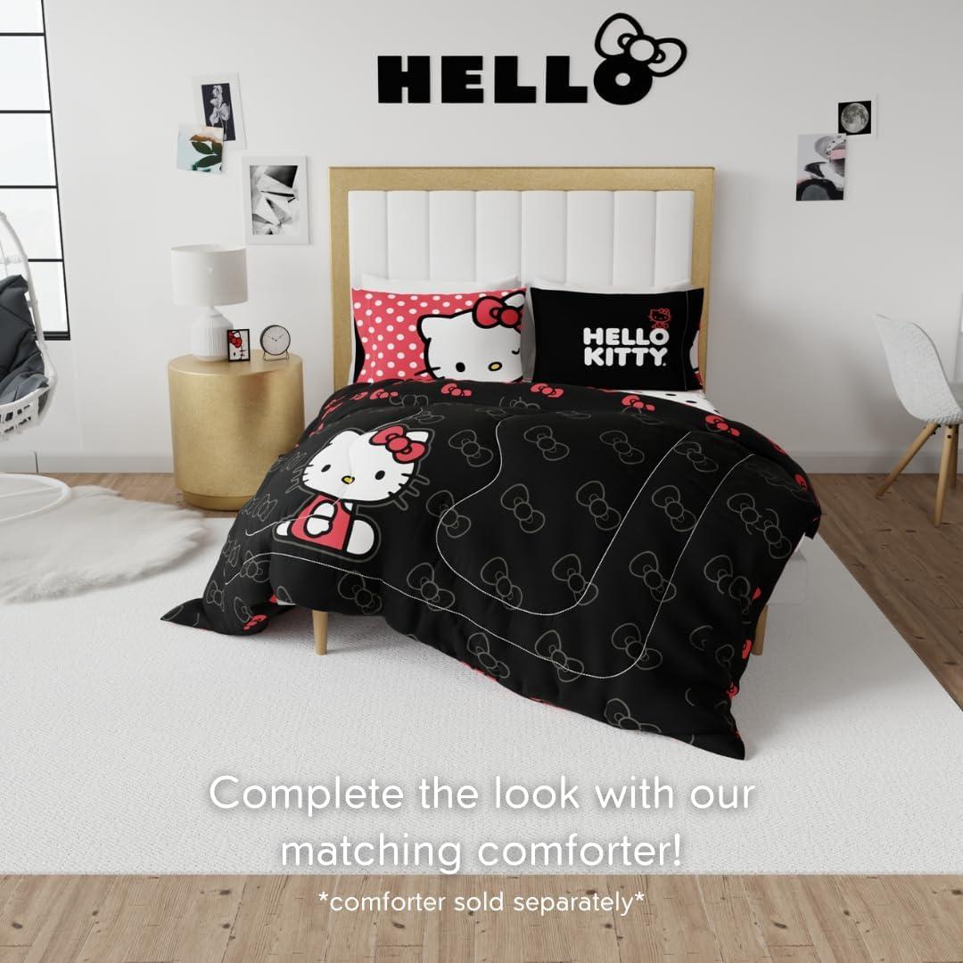 Juego de Sábanas Hello Kitty Franco 4 Piezas Microfibra Queen