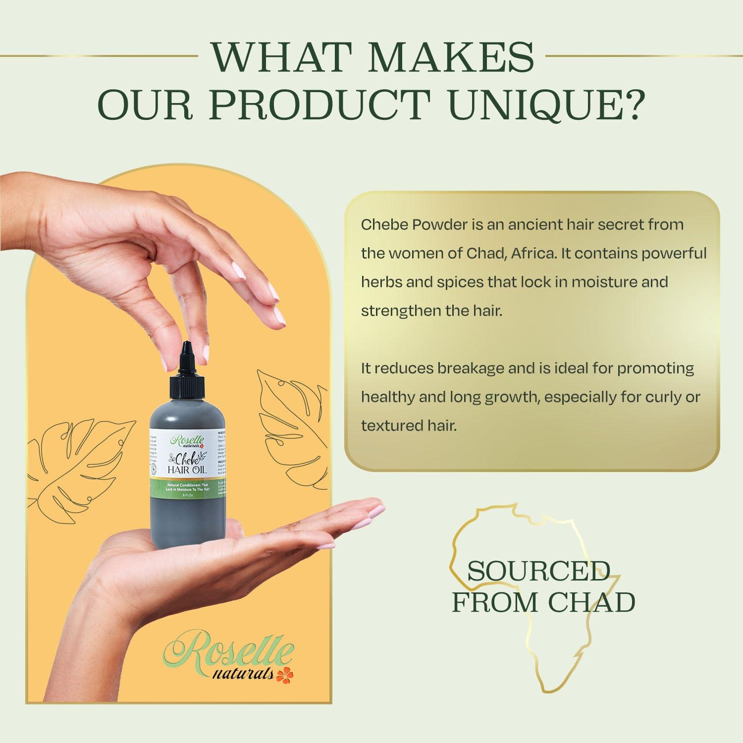 Aceite Chebe Roselle Naturals 240 ml - Crecimiento Cabello Fuerte