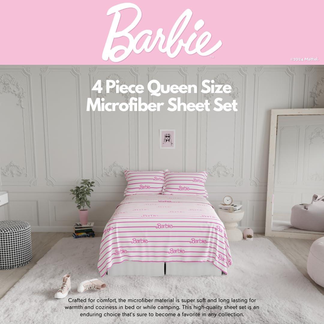 Juego de Sábanas Barbie Franco 4 Piezas Microfibra Queen