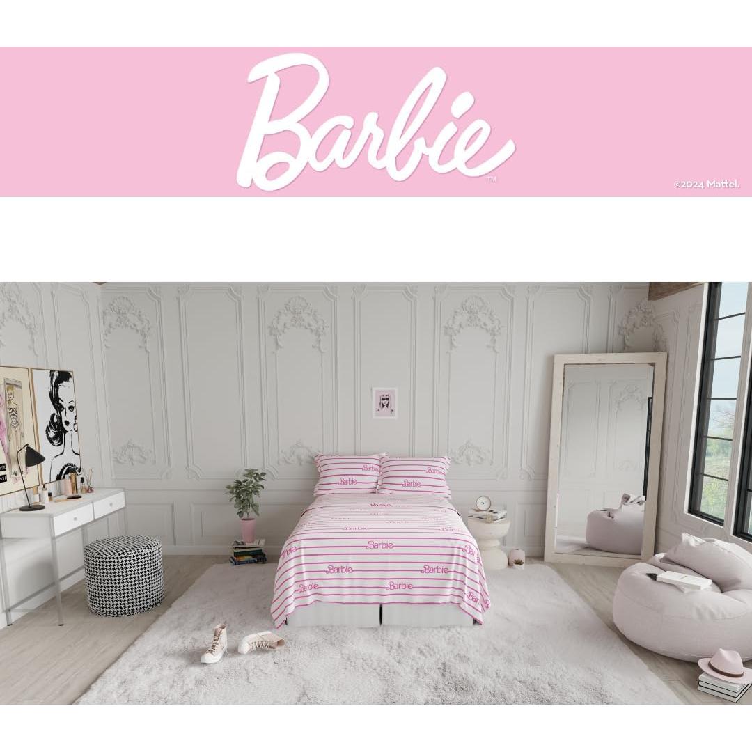 Juego de Sábanas Barbie Franco 4 Piezas Microfibra Queen