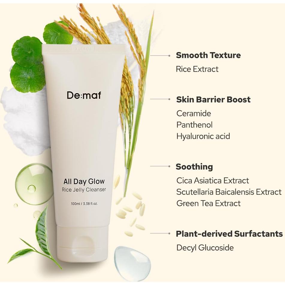 Limpiador de Gel de Arroz De:maf 100ml - Hidratante y Calmante