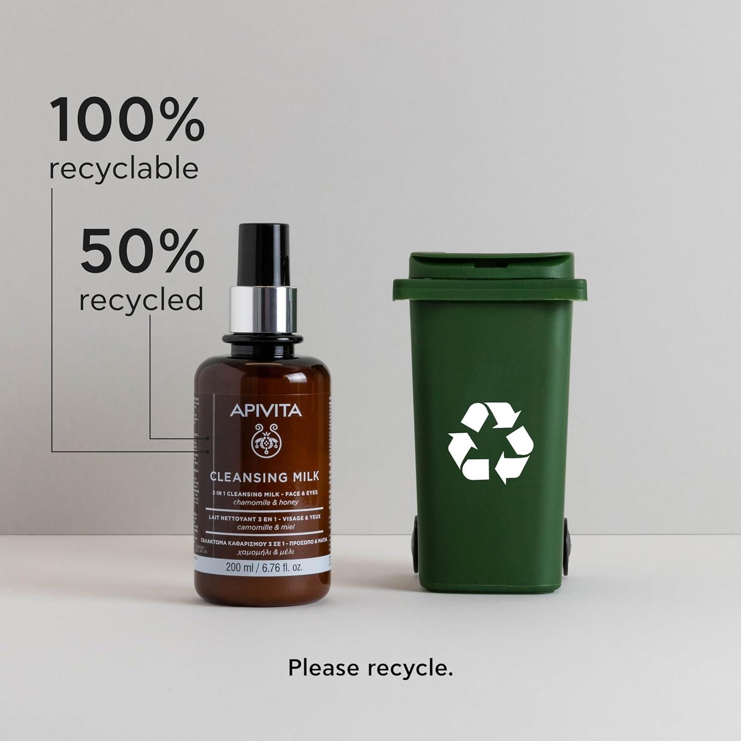 Apivita Leche Limpiadora 3-en-1 con Manzanilla y Miel 200 mL