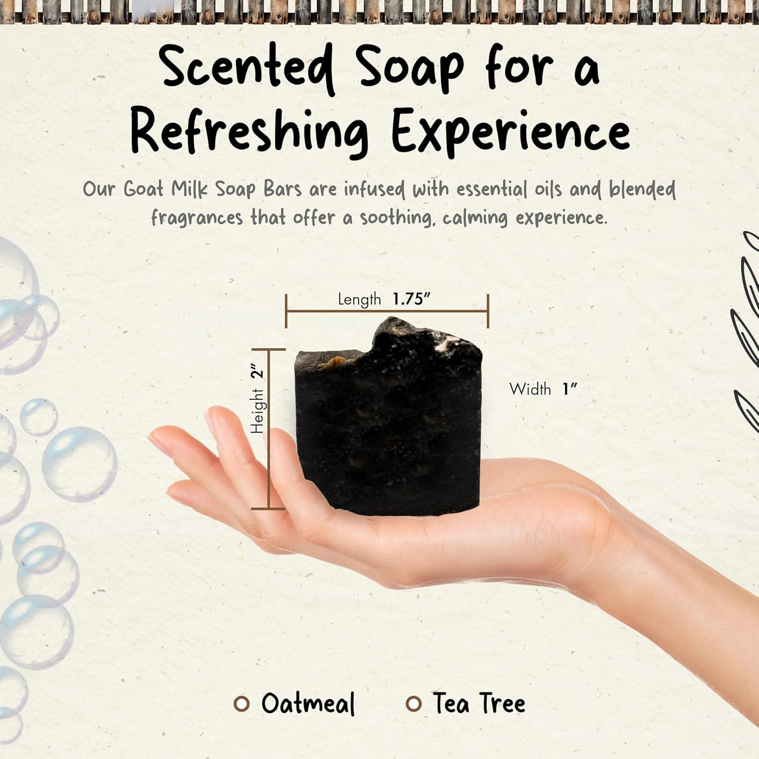 Organic Goat Milk Soap Bar for Face & Body | Handmade with Goat Milk for Sensitive Skin, Coconut oil & Essential Oils | Vitamin-Rich Skincare - Oatmeal & Tea Tree 3 Pack