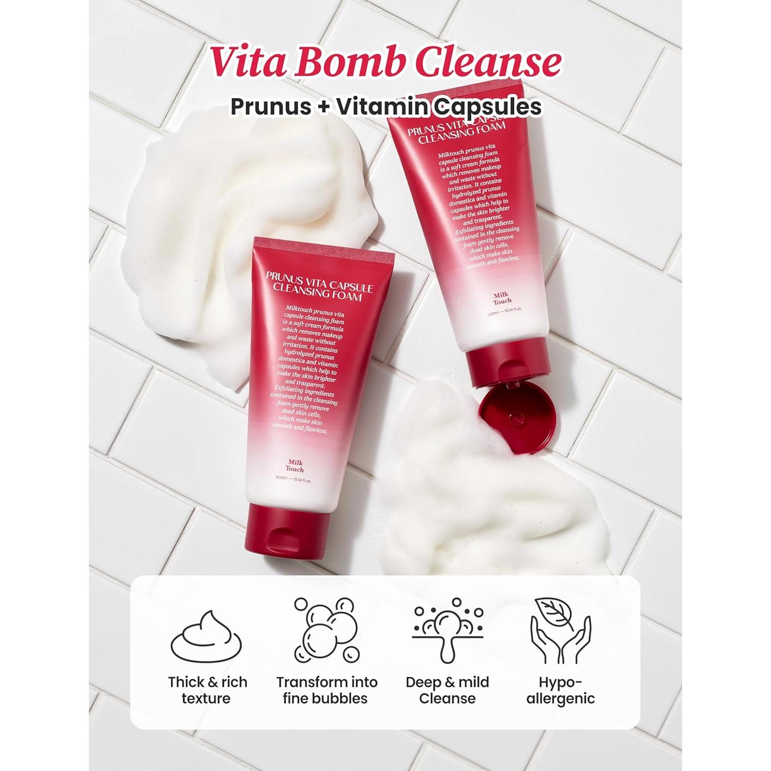 Limpiador Facial Espumoso MILKTOUCH Prunus Vita 300 ml