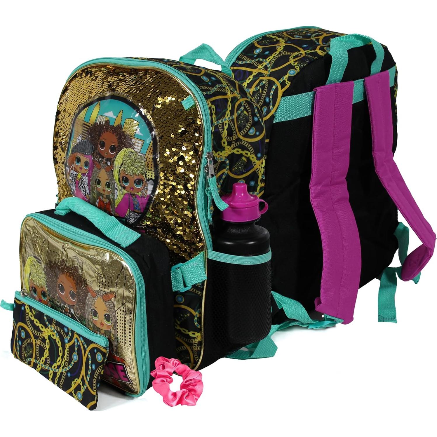 Mochila Escolar L.O.L. Sorpresa 5 Piezas 40,6 cm Negro/Dorado