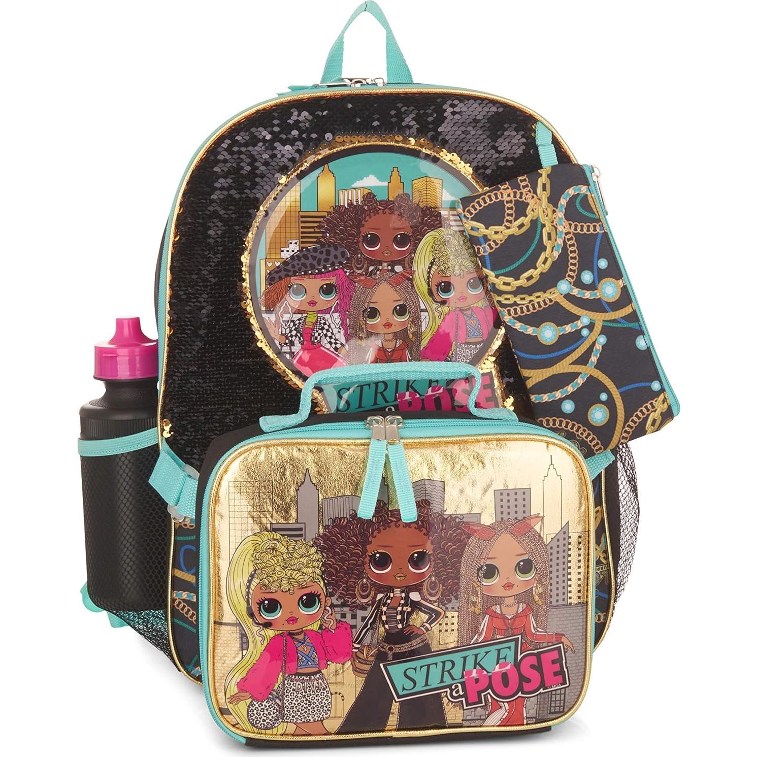 Mochila Escolar L.O.L. Sorpresa 5 Piezas 40,6 cm Negro/Dorado