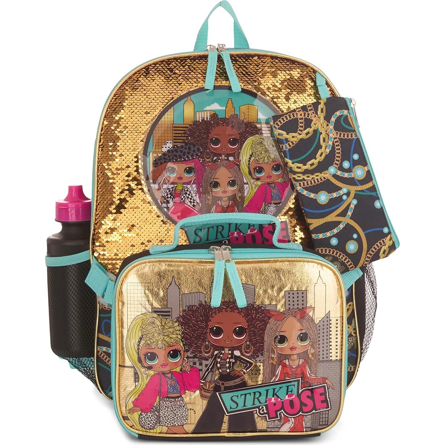 Mochila Escolar L.O.L. Sorpresa 5 Piezas 40,6 cm Negro/Dorado