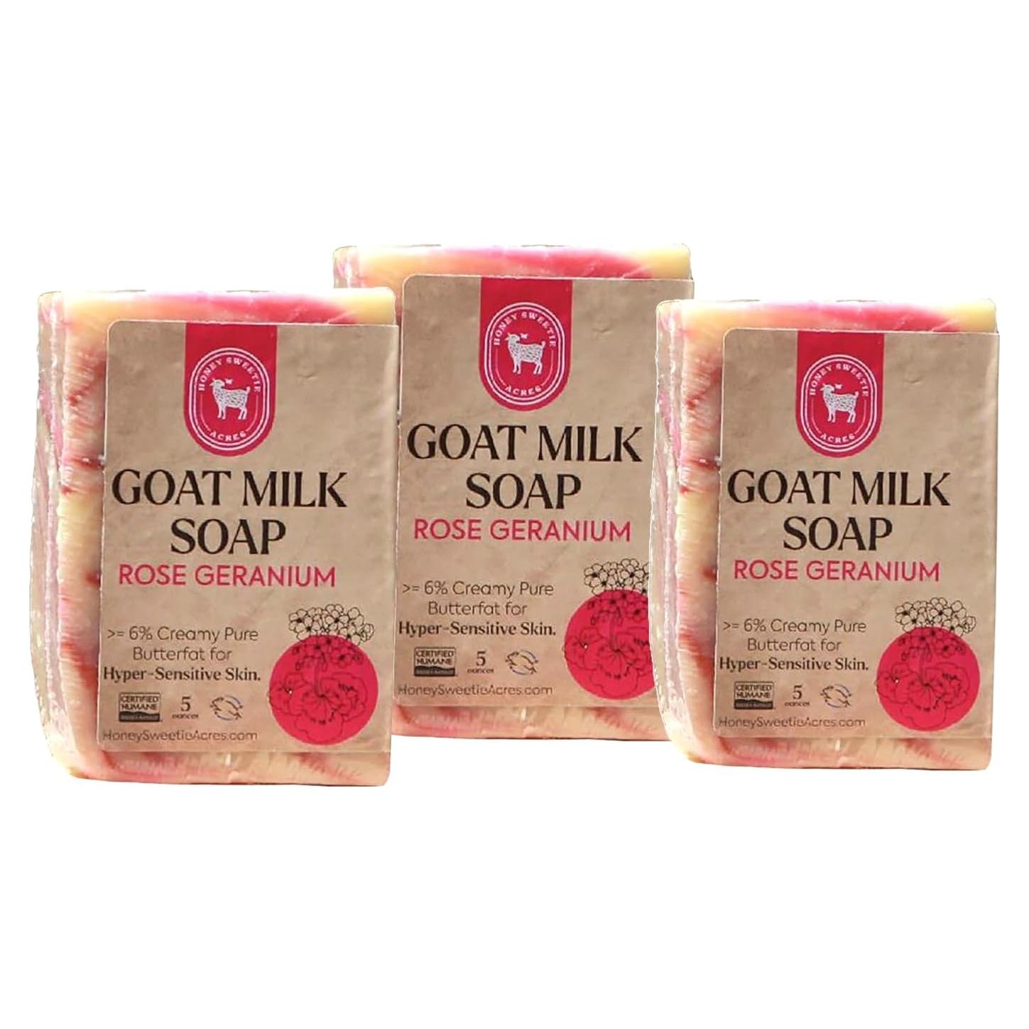 Jabón de Leche de Cabra Geranio Rosa Honey Sweetie Acres 141g