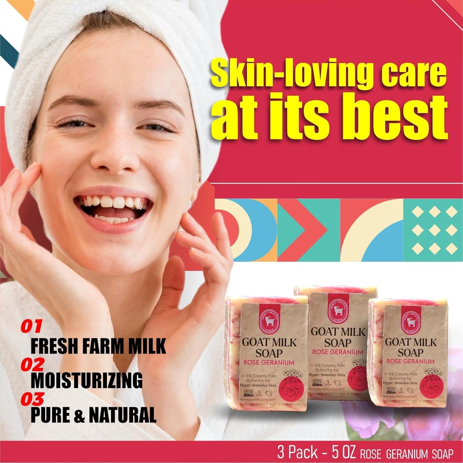 Jabón de Leche de Cabra Geranio Rosa Honey Sweetie Acres 141g